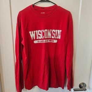Pro Edge Red Wisconsin Long Sleeve Tee